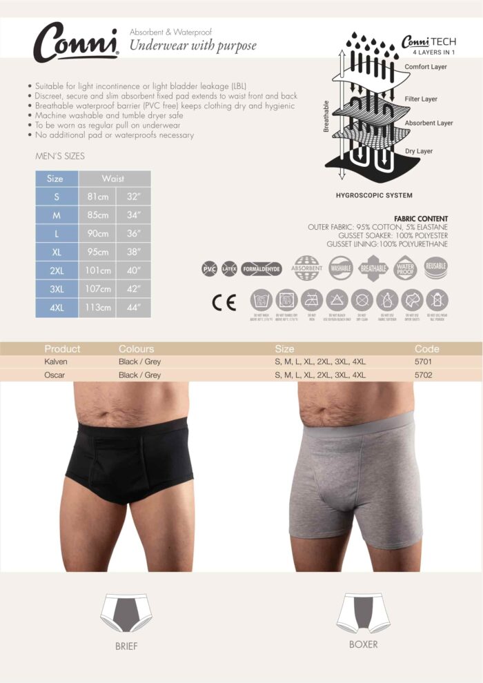 Conni - Mens Incontinence Underwear - Oscar (Grey) - Image 12