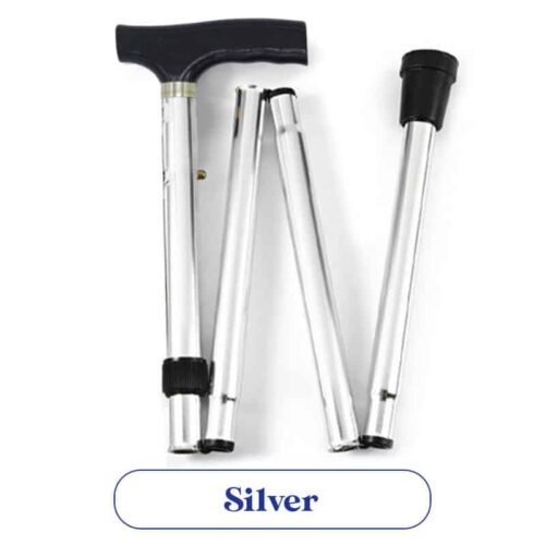 Folding Walking Stick - Silver