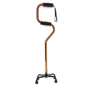 Crook Quad Base Walking Stick with 2 Handles