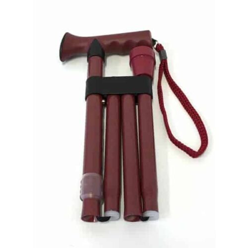 Folding Cane Red Pearl Finish TPR Grip