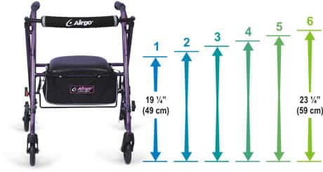 Airgo Ultra-Light Rollator- Multi-set height Technology