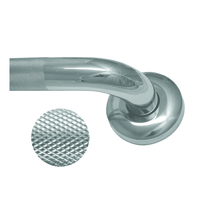 Satin Stainless Steel Grab Rail - Knurled & Polished