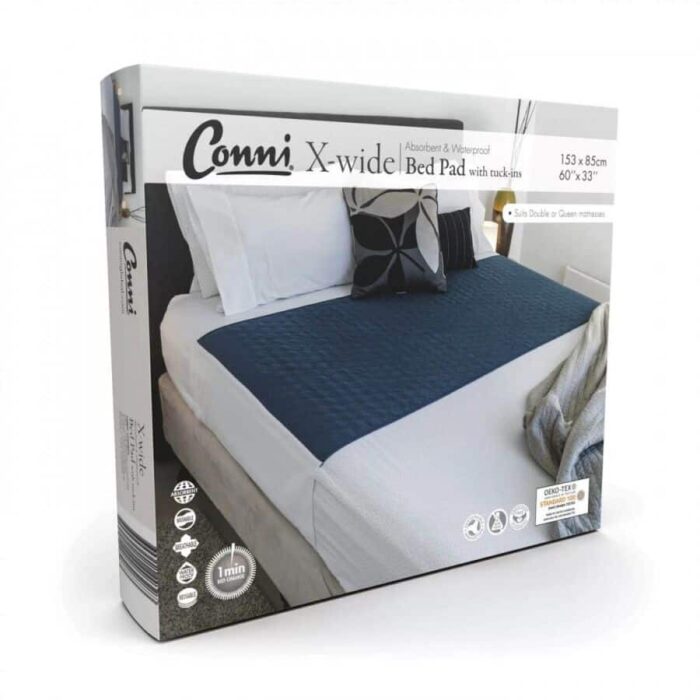 Conni X-wide Reusable Bed Pad with Tuck-ins - Teal Blue