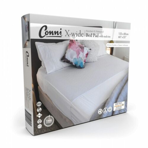 Conni X-wide Reusable Bed Pad with Tuck-ins - White