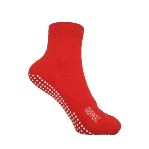 Gripperz Maxi Hospital Socks - Non Slip - Diabetic Safe - Red