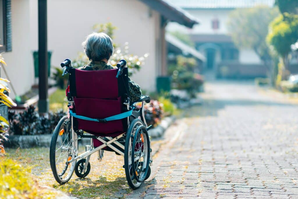 Old lady in a wheelchair
